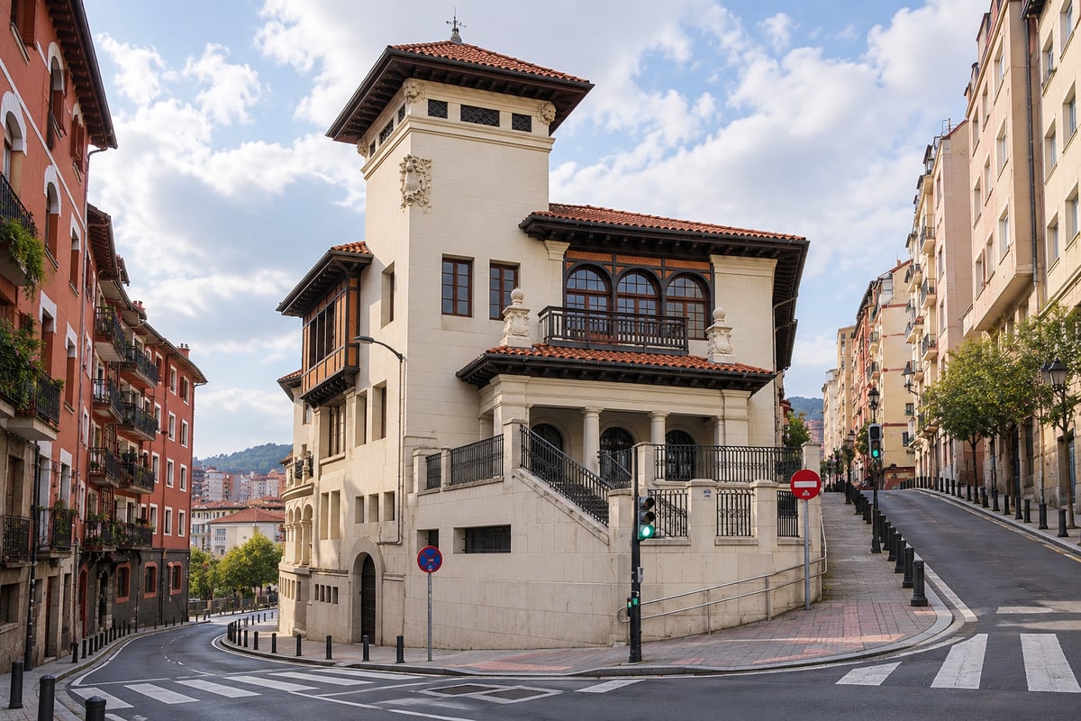 Fachada de las escuelas de Ollerías, futura Casa de las Mujeres de Bilbao, en la calle Atxuri