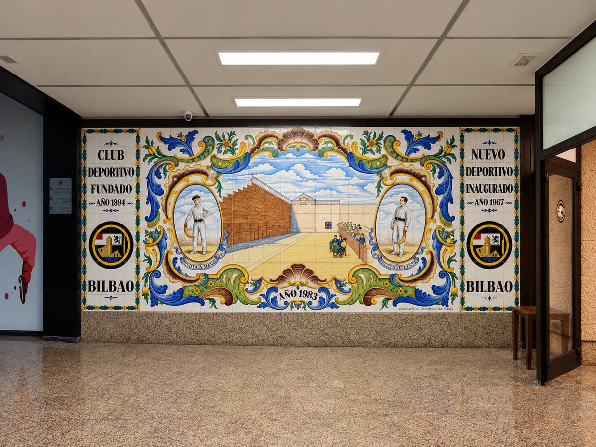 El mosaico ubicado frente al frontón del CLub Deportivo Bilbao