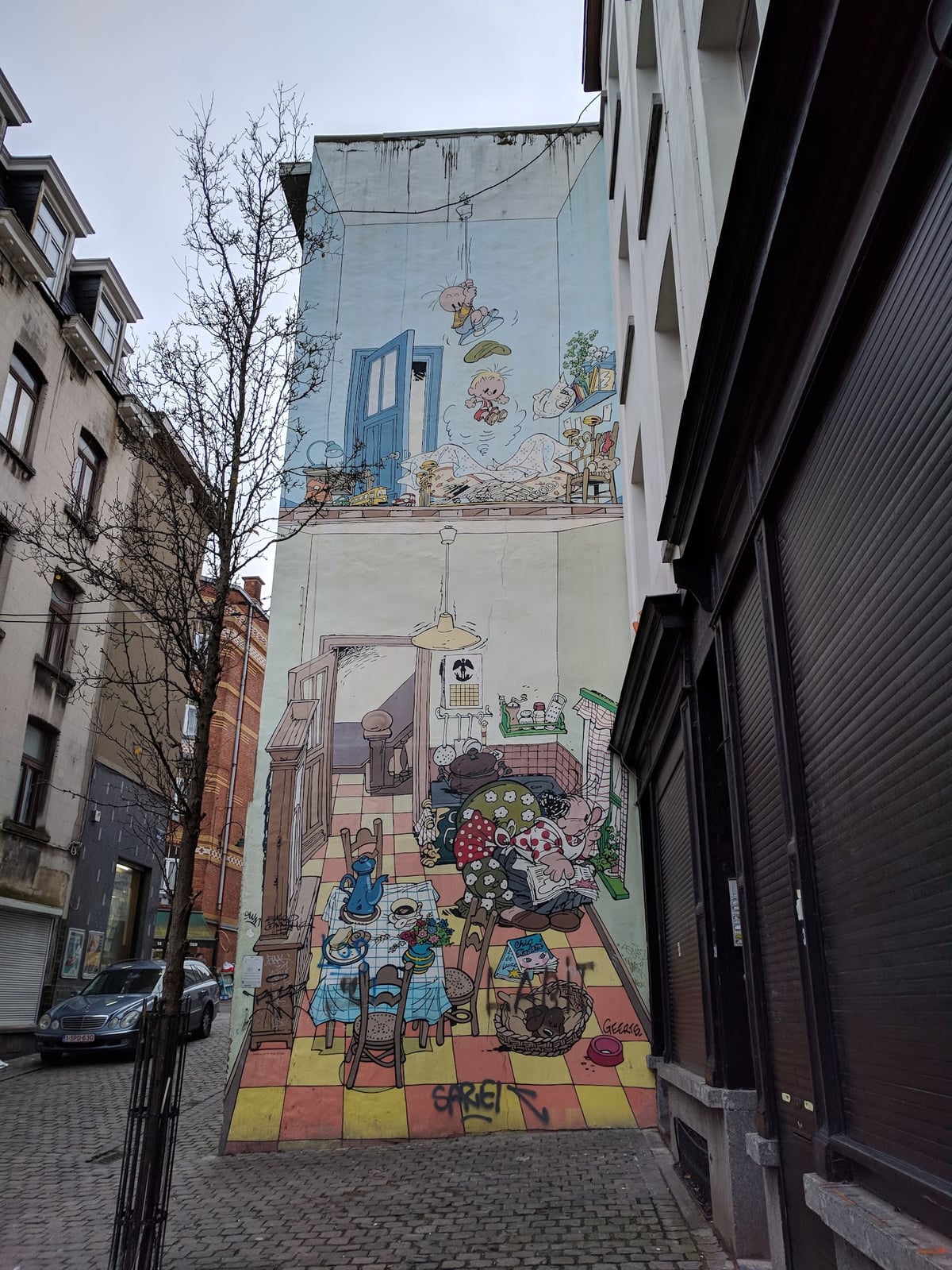Último mural del recorrido del Parcours BD fotografiado en Bruselas