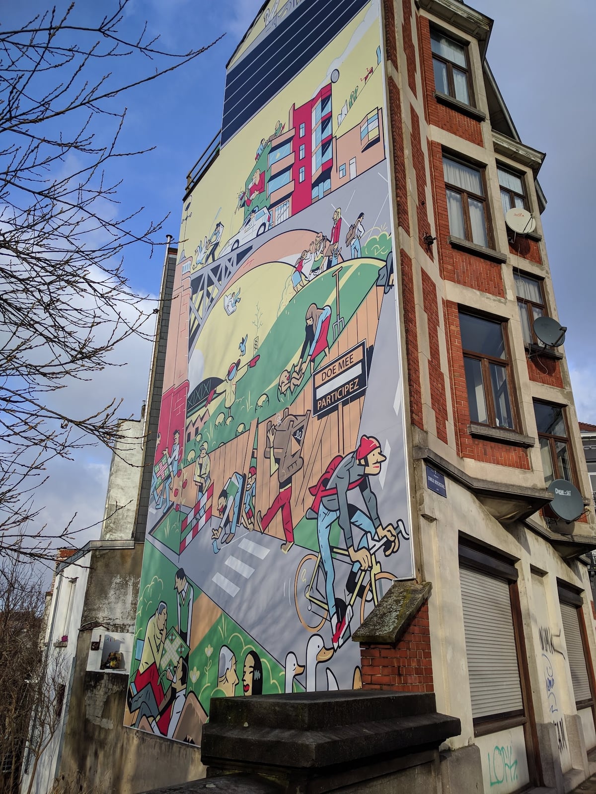 Detalle de un mural de cómic en una calle secundaria de Bruselas