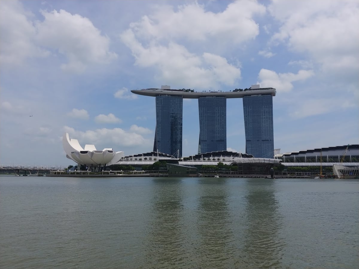 Paisaje de Singapur con zonas verdes y vistas del centro urbano