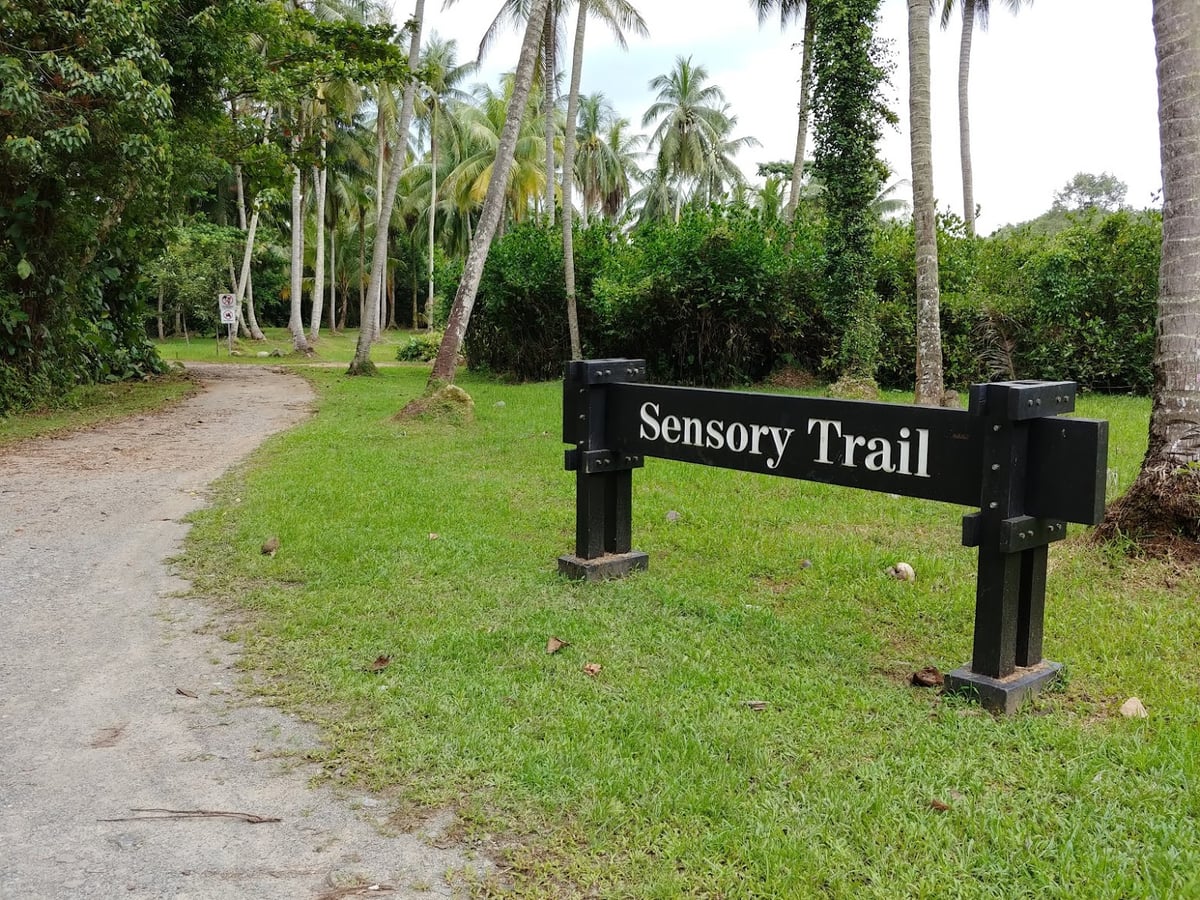 Paisaje natural de Pulau Ubin, Singapur, con senderos, bosque y costa