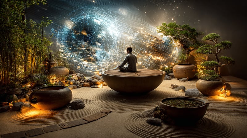 Imagen de cuencos y plantas con inspiración oriental
