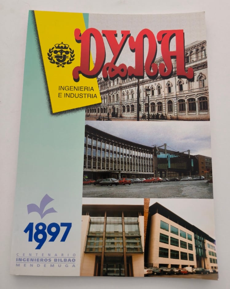 Portada de la revista Dyna, número especial del centenario de la Escuela de Ingenieros de Bilbao, 1897-1998