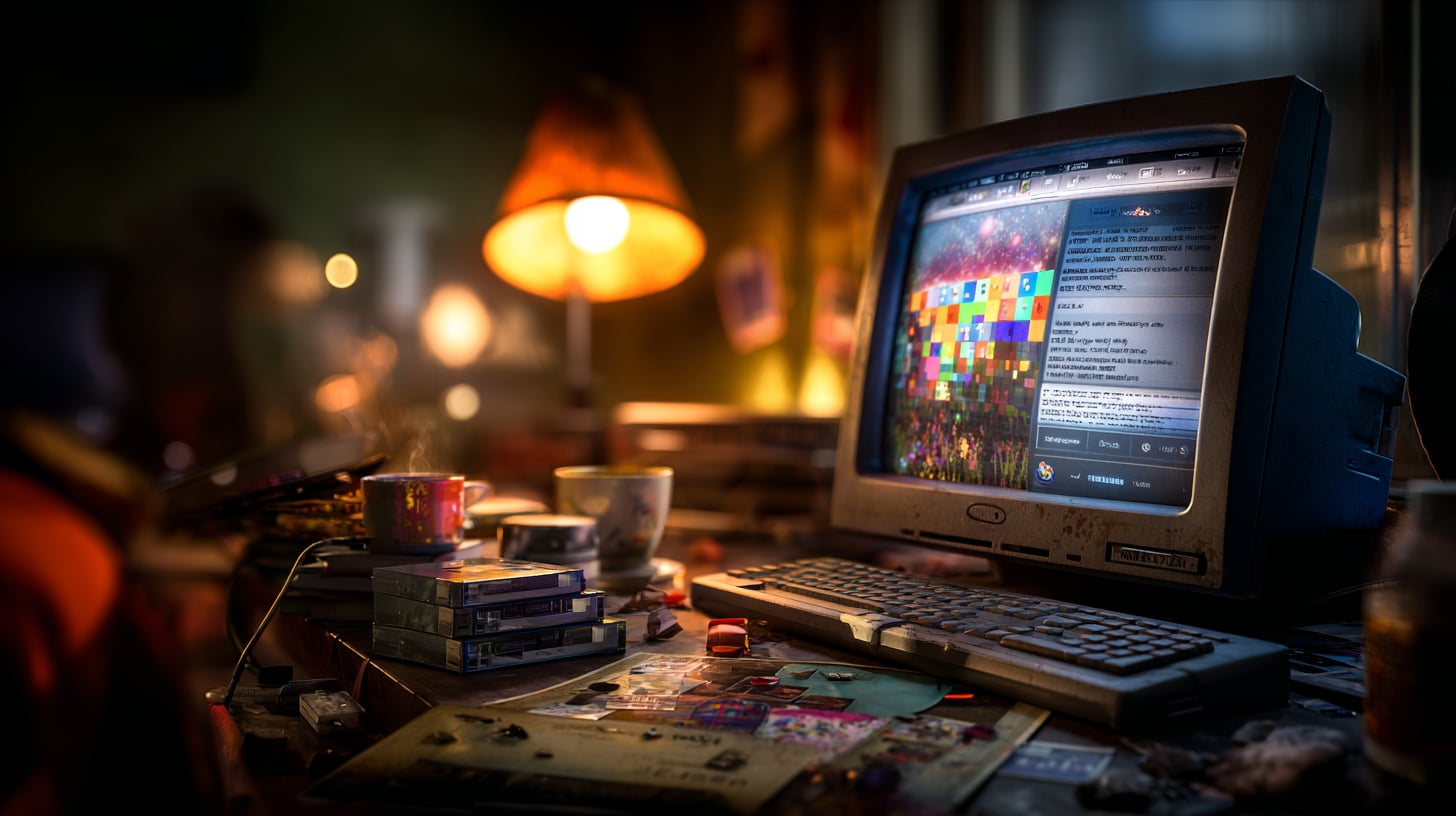 Pantalla de ordenador antiguo mostrando una página web personal de principios de los 2000